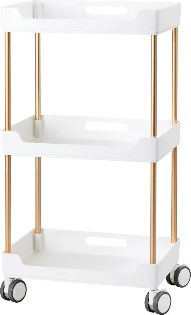 Chariot cosmétique design Moka Flex - Rangements modulables blanc et or