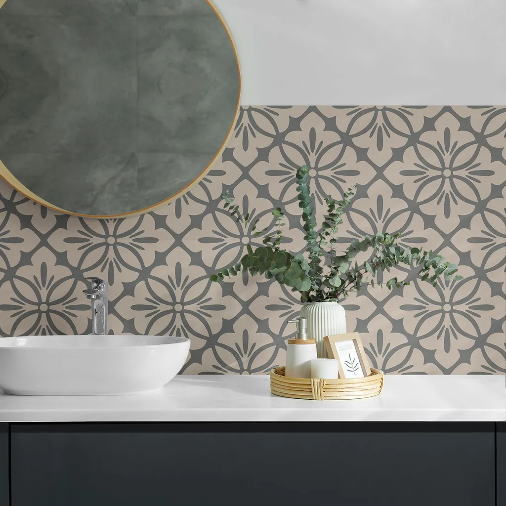 Mattonelle Adesive PVC 30x30 cm - Decoro Floreale per Cucina e Bagno - 3