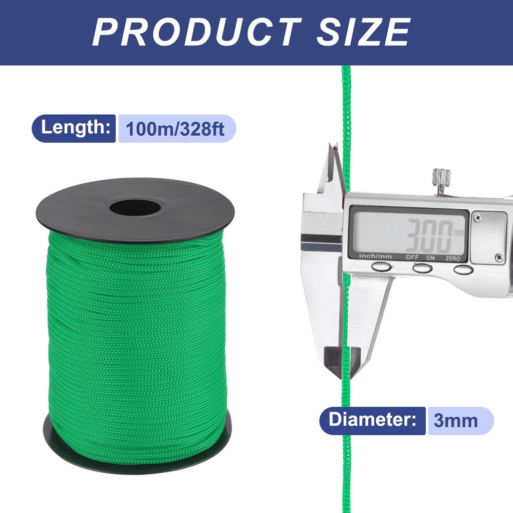 Polypropylen-Seil 3mm Polypropylenseil 10Om PP Flechtleine Textilseil Leine Nylonschnur Schnur Rei?feste Rope Kunststoffseil fš¹r W?scheleine Cam...