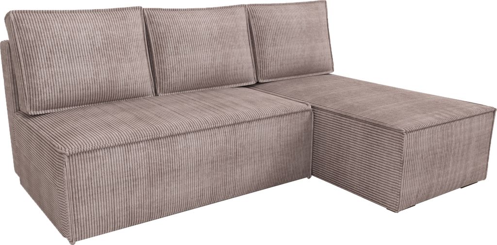 BroMARKT Ecksofa mit Schlaffunktion Hector Puderrosa Cord Rechts