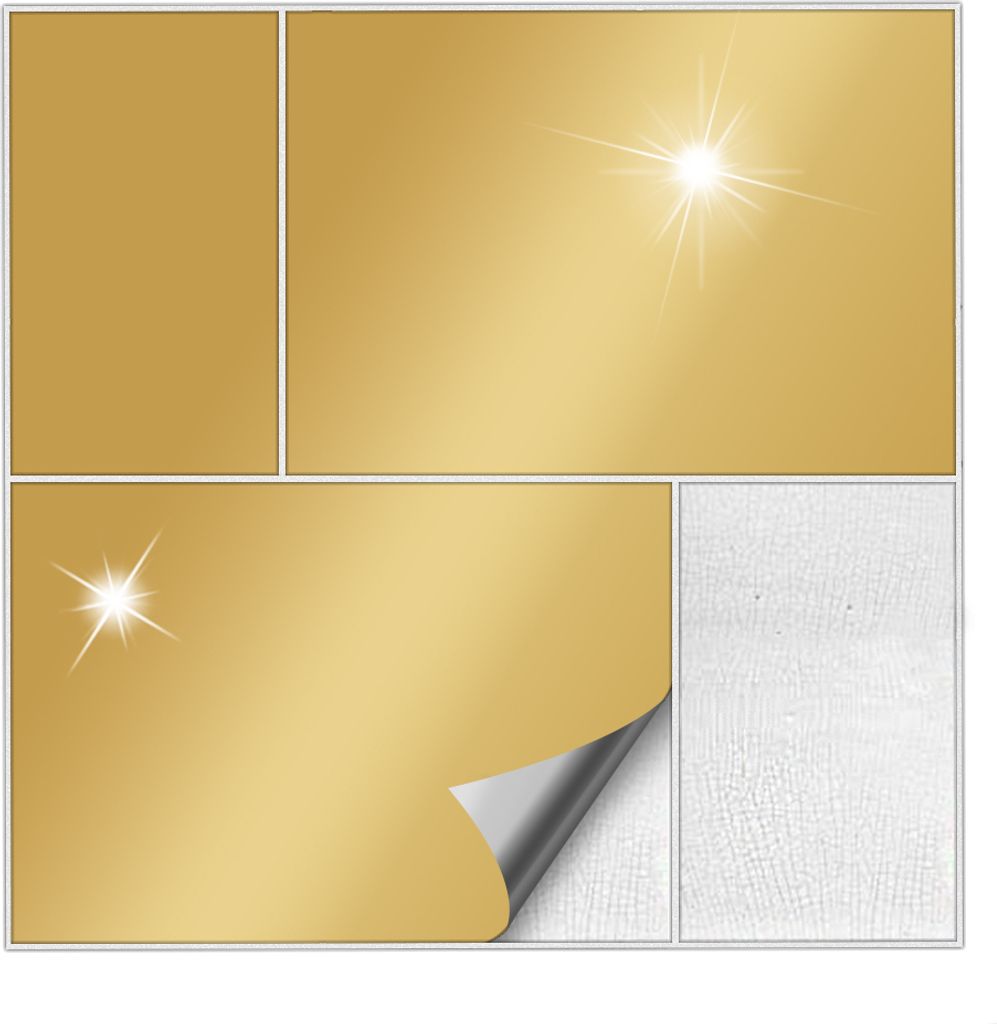 Kiwistar Fliesenaufkleber Gold Glänzend - 14,9 x 14,9 cm - 25 Stück - Klebefliesen Fliesenmuster Stickerfliesen Wandfliesen überkleben