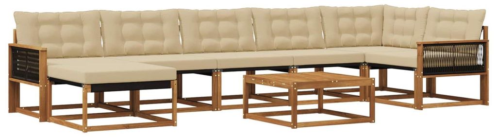 vidaXL Outdoor-Sofagarnitur 8 pcs Natur und Beige Massivholz Akazie