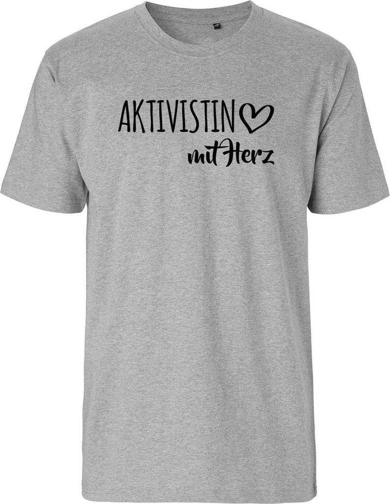 Huuraa Herren T-Shirt Aktivistin mit Herz M Sport Grey Bio Baumwolle Fairtrade Herrenshirt Geschenkidee