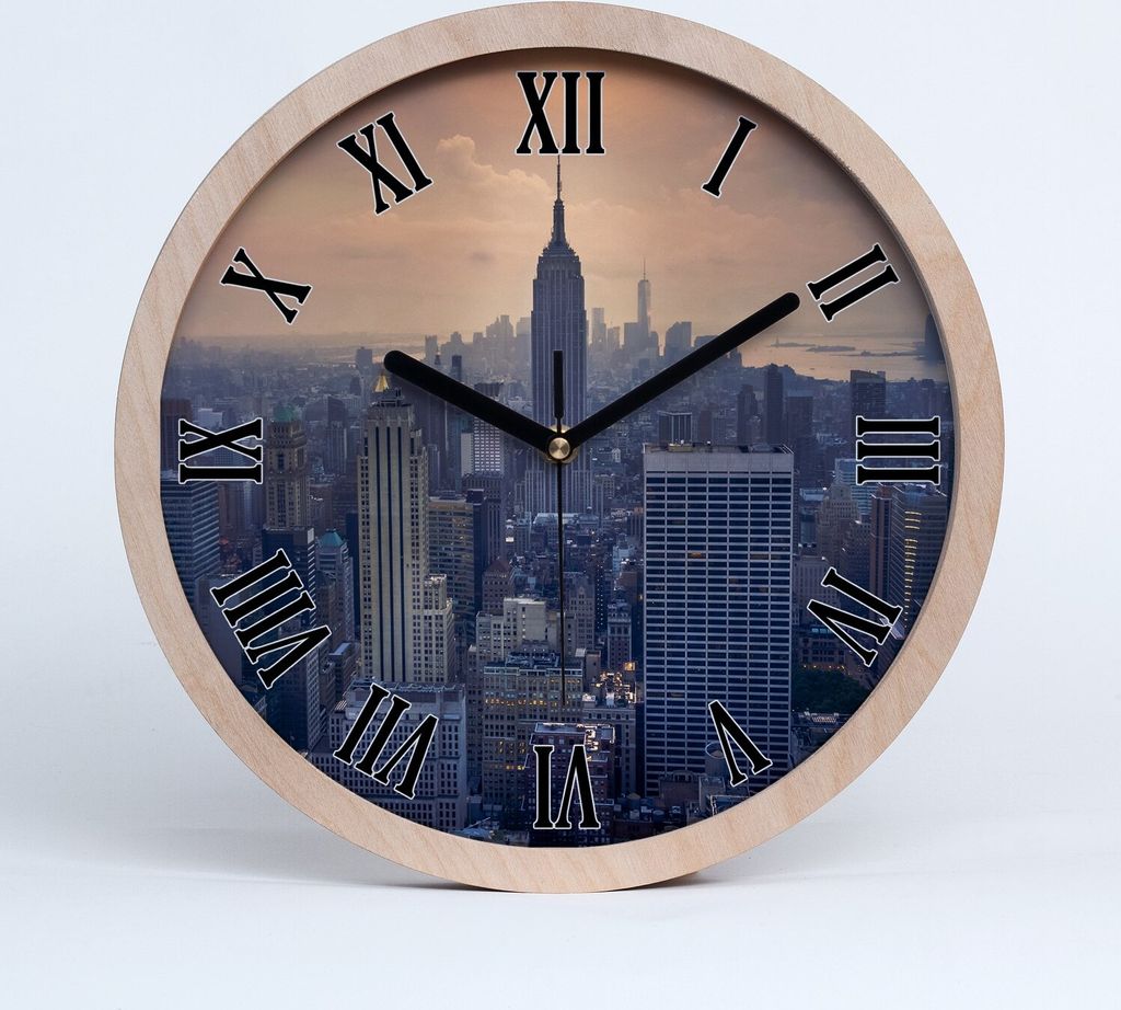 Holzuhr 20fi cm wanduhr - schwarze Spitzen - Manhattan New York