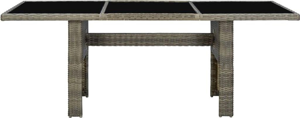 vidaXL Gartentisch Braun Poly Rattan und Hartglas