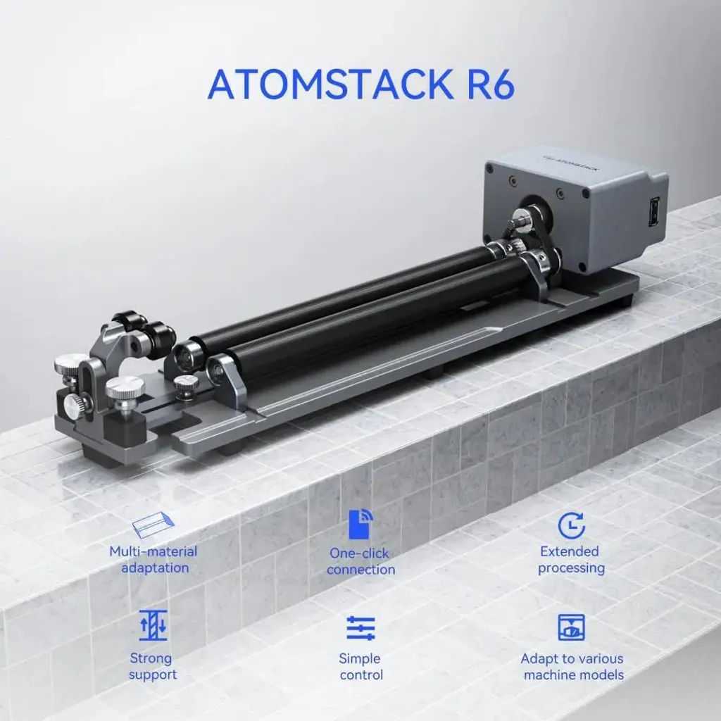 Rouleau Rotatif R6 de 1m pour Gravure Laser - Charge 3kg et Réglable