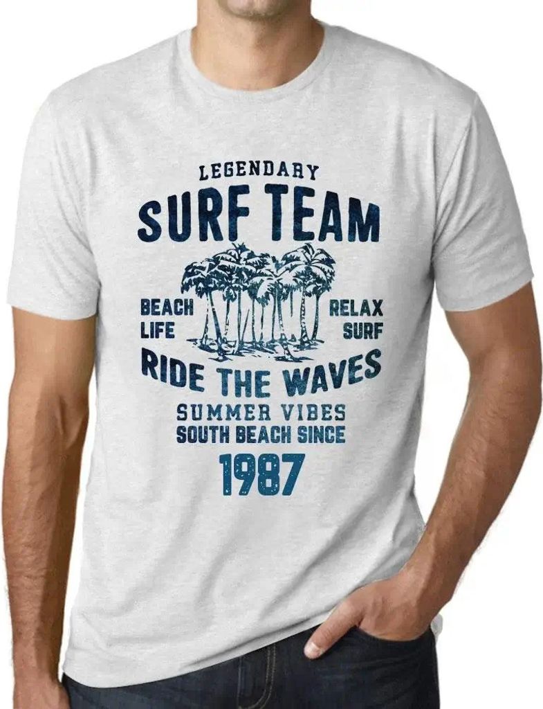 Herren Grafik T-Shirt Surf-Team Strandleben Reiten Sie die Wellen seit 1987 – Surf Team Beach Life Ride the Waves Since 1987 – Geschenk 37. Geb...