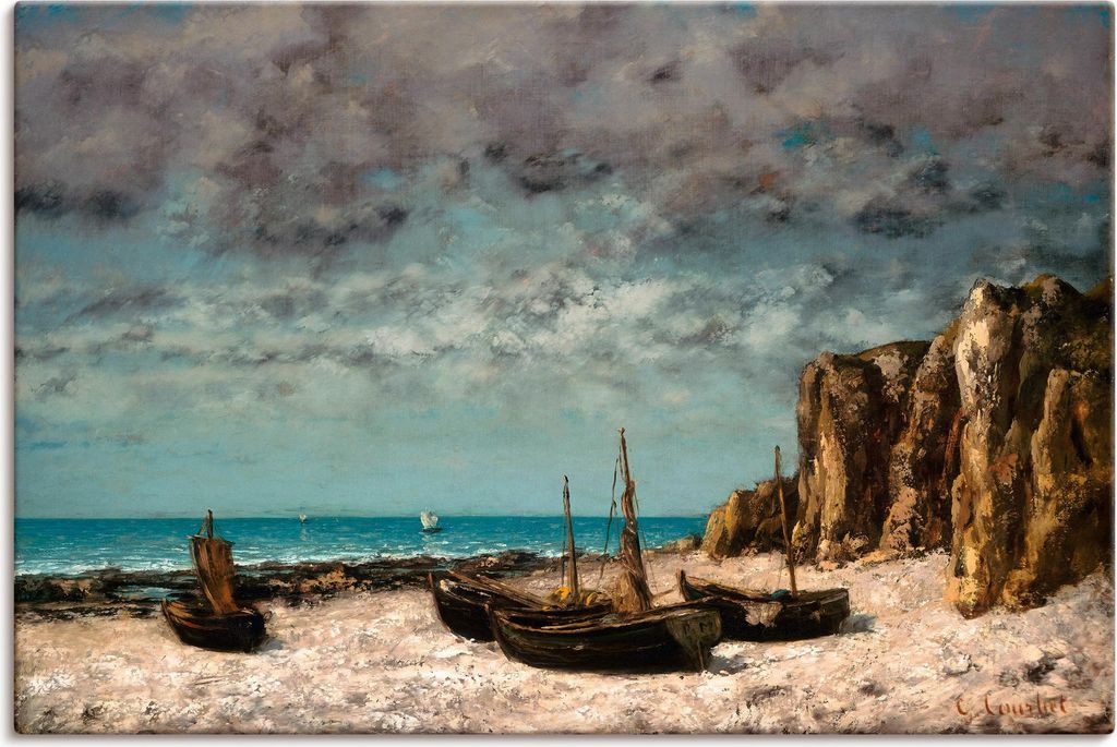 ARTland Leinwandbild Boote am Strand von Etretat. Um 1872/75 Größe: 30x20 cm