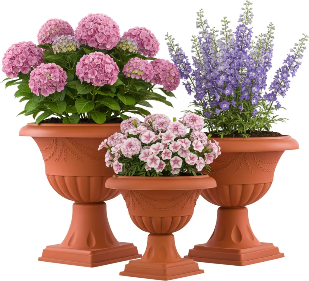 Pot de fleurs Ø 47 cm pour terrasse avec support surélevé terre cuite - 7