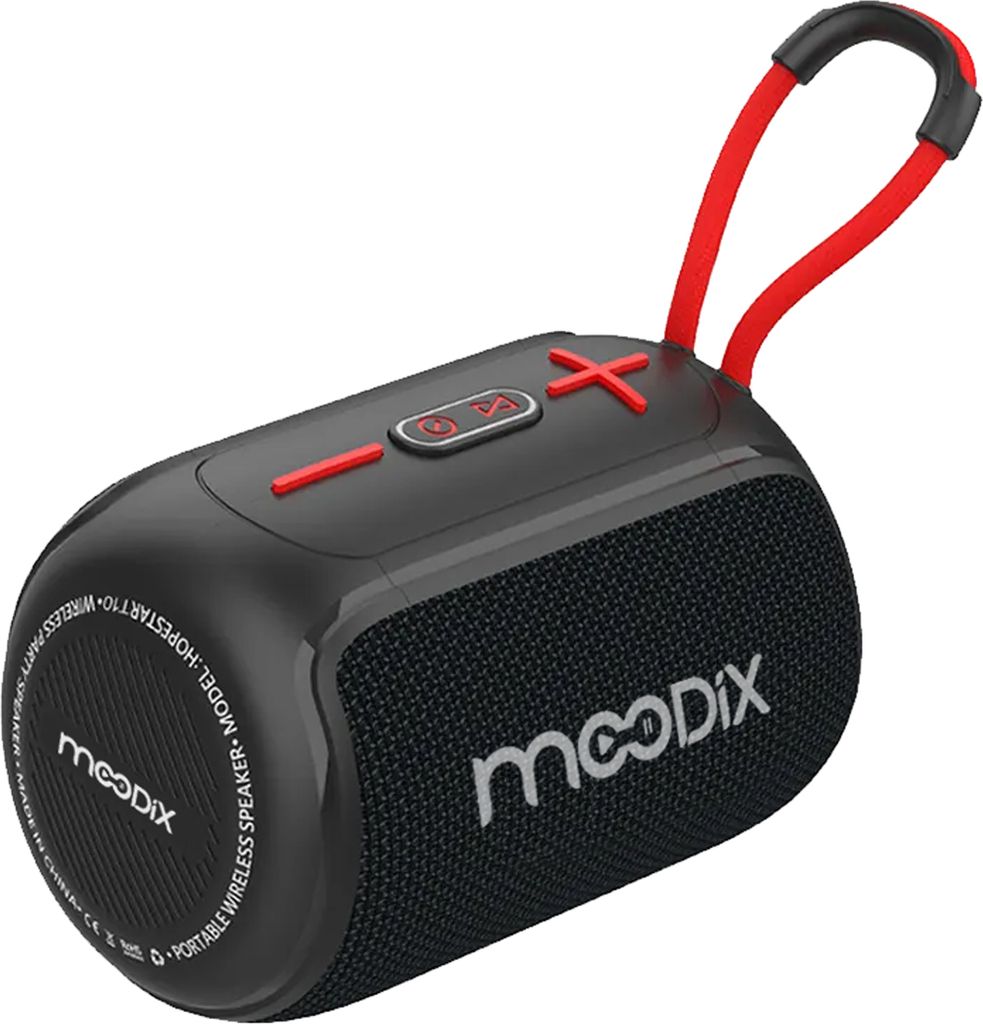 Moodix Bluetooth-Lautsprecher mit Radio, IPX6 Wasserdicht, Tiefem Bass, TF-Karten-Unterstützung, Klarer Klang, Kompatibel mit Allen Handys, Schwarz