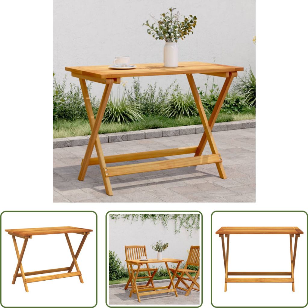 The Living Store Gartentisch Klappbar 90x52,5x65 cm Massivholz Akazie