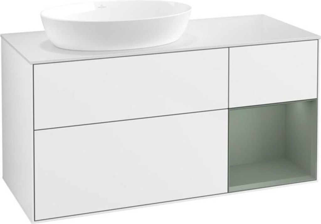 V&B Waschtischunterschrank Finion 120cm, Pl w m, Rg Ol m Lac, glo wh. Lac