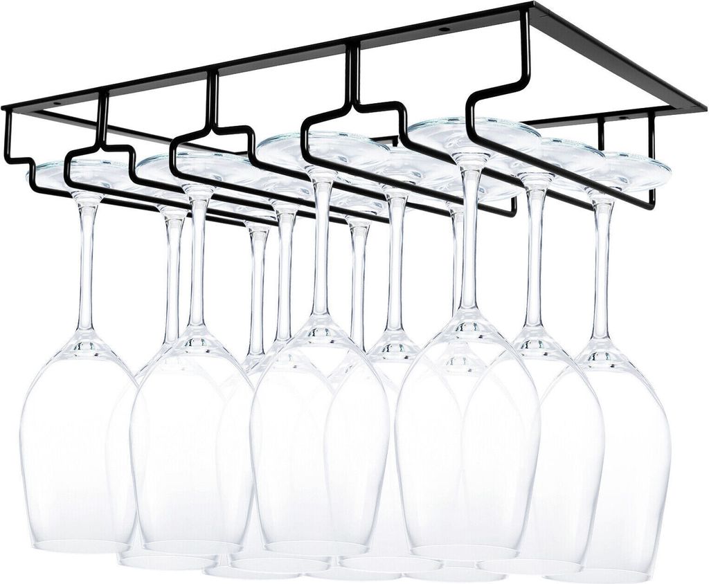 Weinglashalter Unter dem Schrank, Weinglashalter Wandmontage, Gläserhalter Weinglas Rack, 40CM, Schwarz
