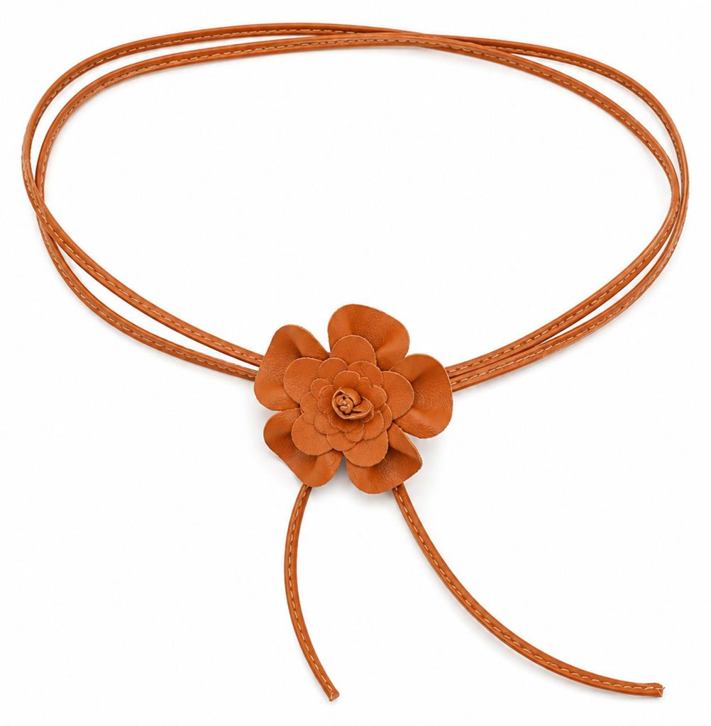 Bindegürtel Blüte Lederband mit echt Leder Blüte von Produktbild 