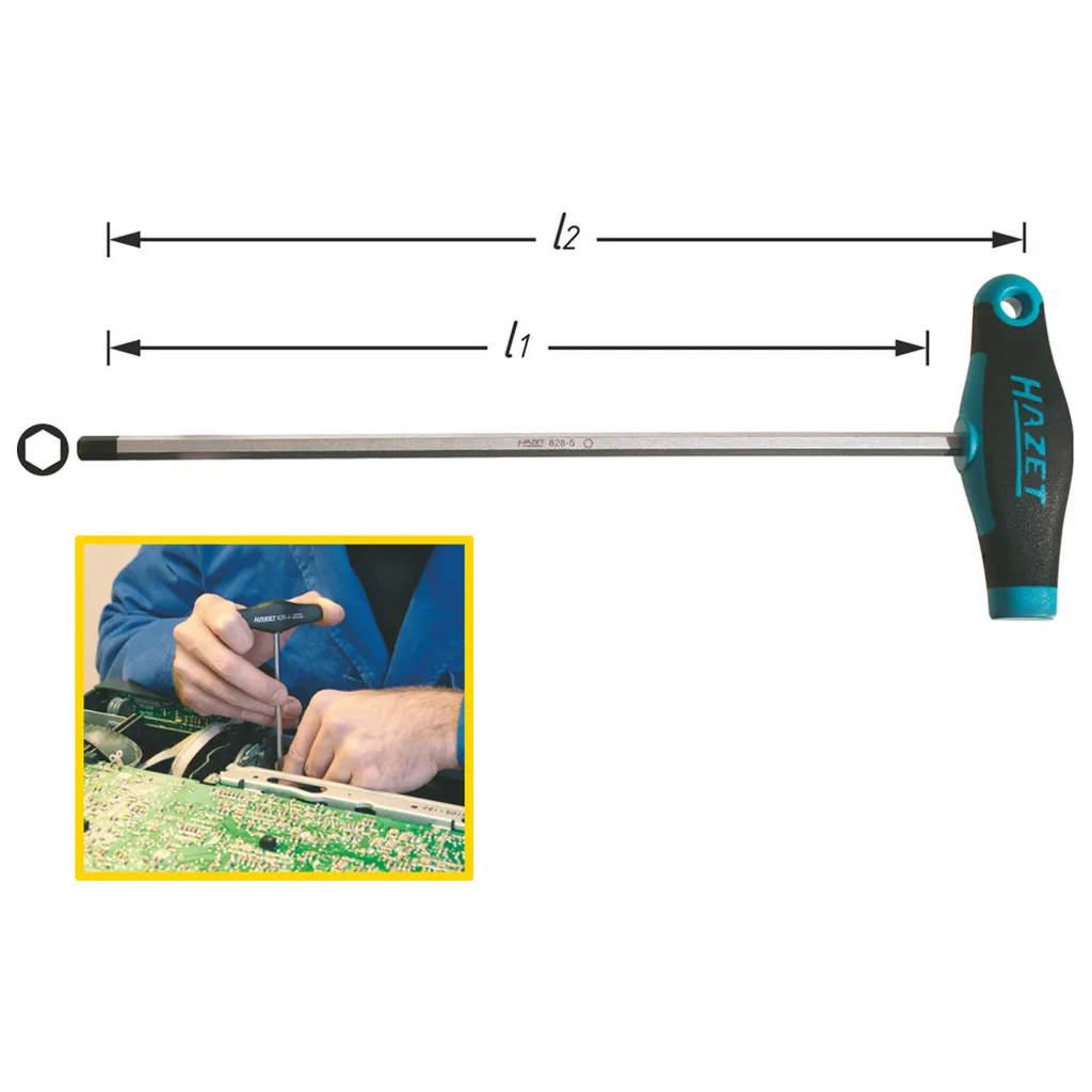Cacciavite a Brugola Hazet 828-5 da 5mm con Manico a T | Originale