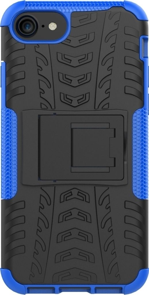 Mobigear Tire iPhone SE (2022) Hülle Hardcase Backcover Stoßfest mit Ständer - Schwarz / Blau