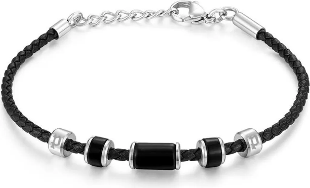 Bracelet Fashion Bullion PEAGB0032201 en cuir véritable et onyx noir