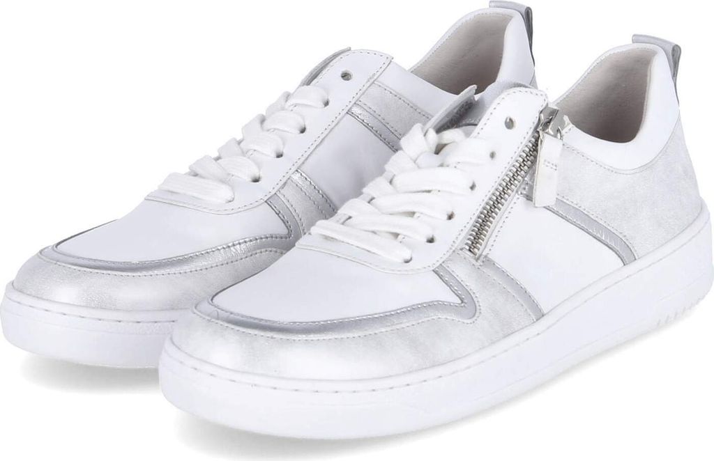 Gabor weiss silber Met. ZIP Damen Sneaker low in Weiß, Größe 3.5