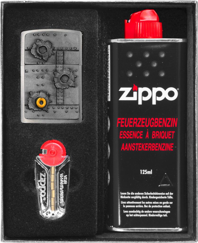 Feuerzeug-Set ZIPPO BULLET HOLES 3D Geschenk No1