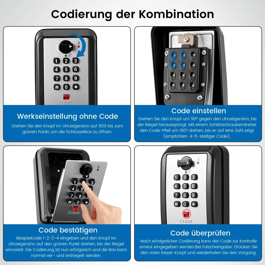 Boîte à clés extérieure étanche haute sécurité à code personnalisable - 7