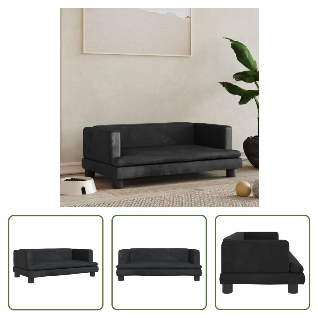 The Living Store Hundebett Schwarz 80x45x30 cm Samt