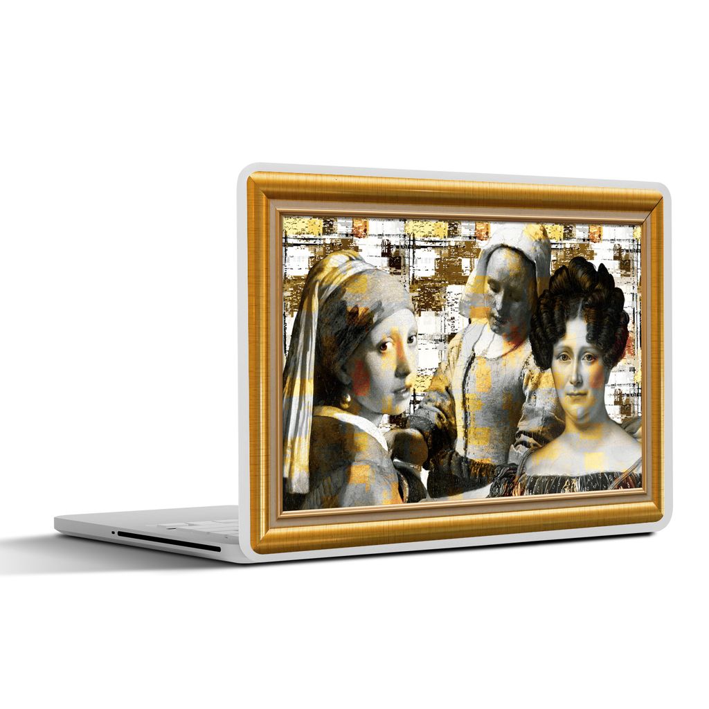 MuchoWow Laptop Aufkleber Sticker Cover Kunst - Alte Meister - Rahmen - Gold 32.5x23.5 cm - Sticker für Laptop - Selbstklebend