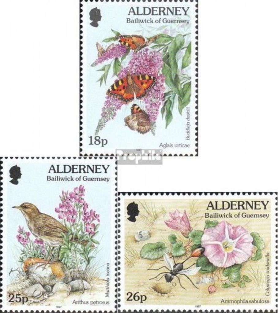 Briefmarken GB - Alderney 1997 Mi 100-102 (kompl.Ausg.) postfrisch Fauna und Flora