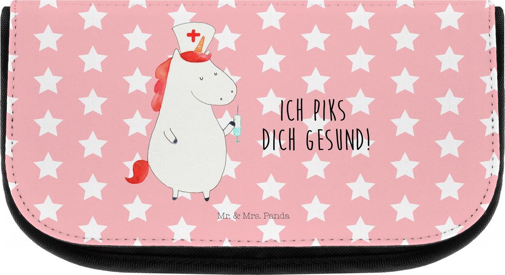 Mr. & Mrs. Panda Organizer Einhorn Krankenschwester - Rot Pastell - Geschenk, Kulturbeutel, Ärztin, Krankenhaus, Waschtasche, Schminkbeutel, Krank...