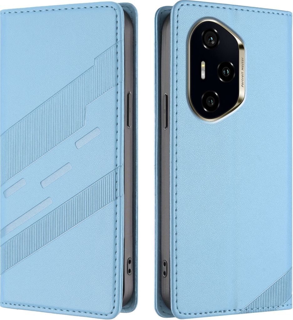 Hülle für Honor 300 Pro/Honor 300 Ultra, Kunstleder Brieftaschen Handyhülle mit Kartenfach und Standfunktion Hellblau