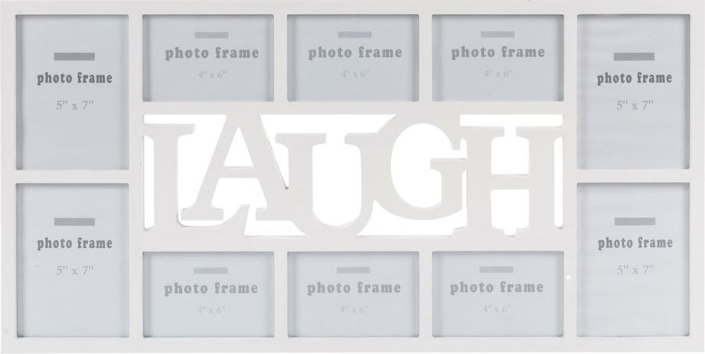 Bildergalerie LAUGH weiß aus Holz Wandbilderrahmen für lustige Fotos Bildercollage