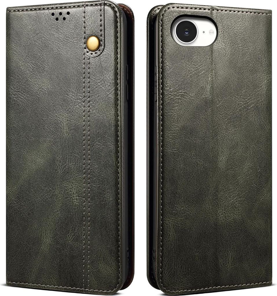 Hülle für iPhone 16e/iPhone 17e Leder Brieftasche Schutzhülle mit Standfunktion Grün