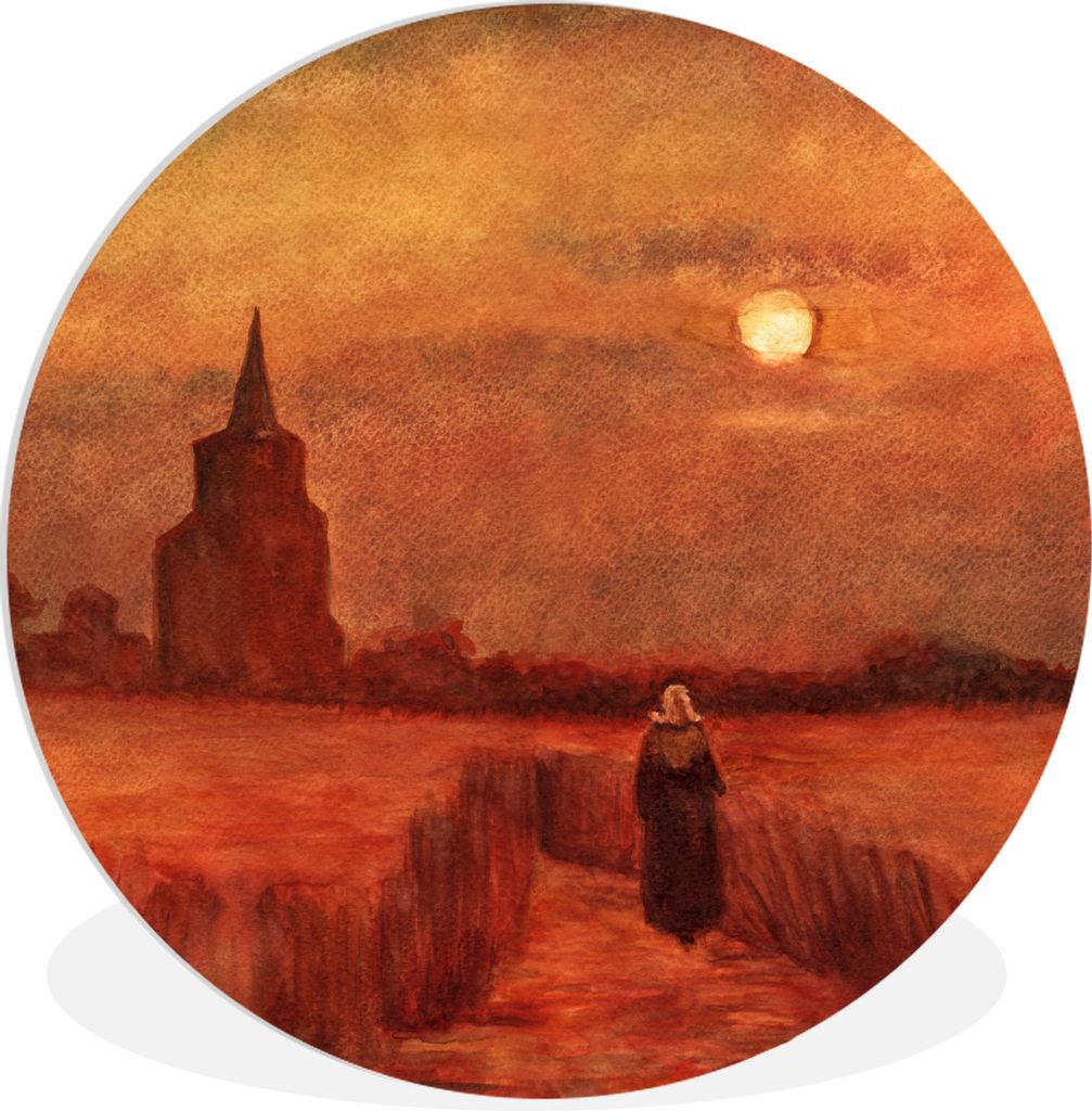 MuchoWow Rundes Wandbild - Runde Bilder Der alte Turm auf den Feldern - Vincent van Gogh Ø 30 cm Kreis Wanddekoration Kunststoff - Wandkreis - W...