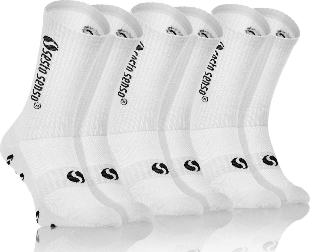 Sesto Senso Sport Socken SKB02 - Atmungsaktive Baumwolle, Verstärkte Bereiche, Unisex, Weiß, Ideal für Sport und Freizeit, Komfort und Schutz, V...