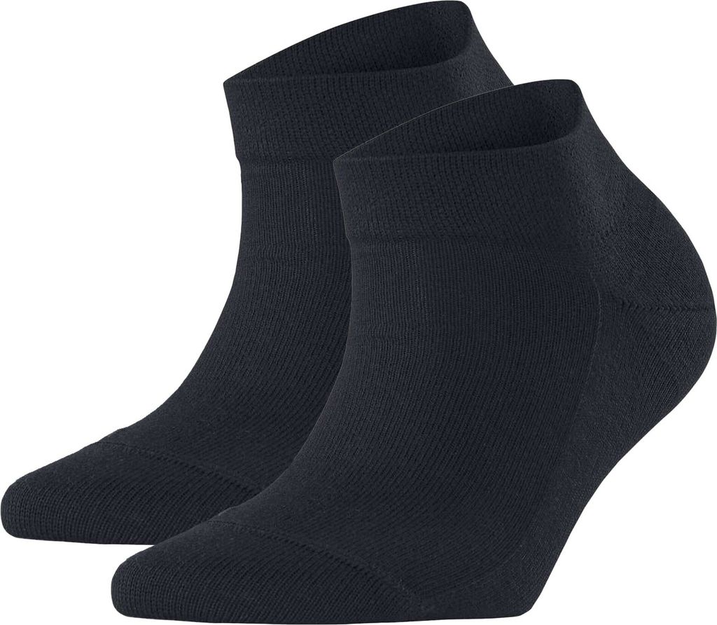 FALKE Damen Sneaker-Socken 2er Pack - Sensitive London, Baumwolle, Bündchen, Logo, einfarbig, kurz Dunkelblau 39-42