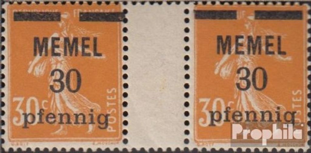 Briefmarken Memelgebiet 1920 Mi 21y ZW Zwischenstegpaar postfrisch Aufdruckausgabe