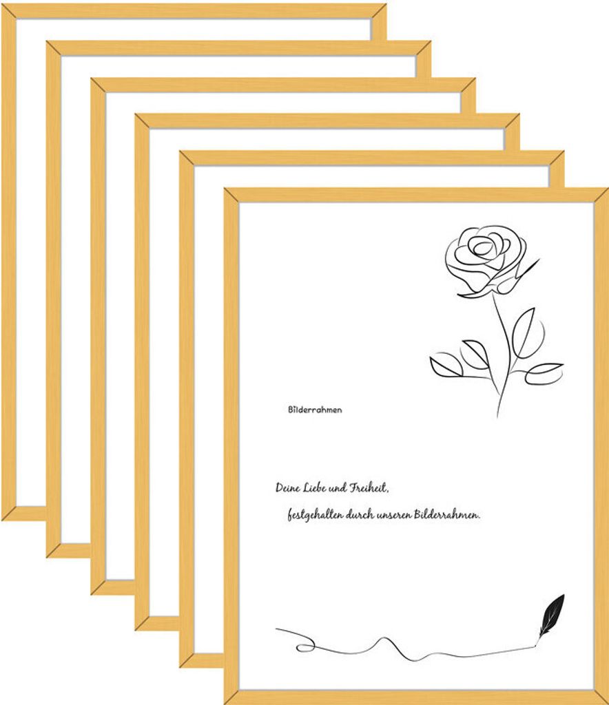 6 x Bilderrahmen 30x40 cm, Rahmen Gold, Metallrahmen mit Plexiglas, Aluminium, Photo Frame für Foto von 30x40, ca.31x41cm, Titan Gold