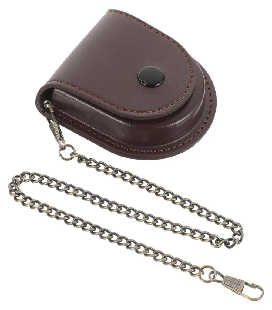 Pochette de rangement pour montre à gousset en cuir marron vintage
