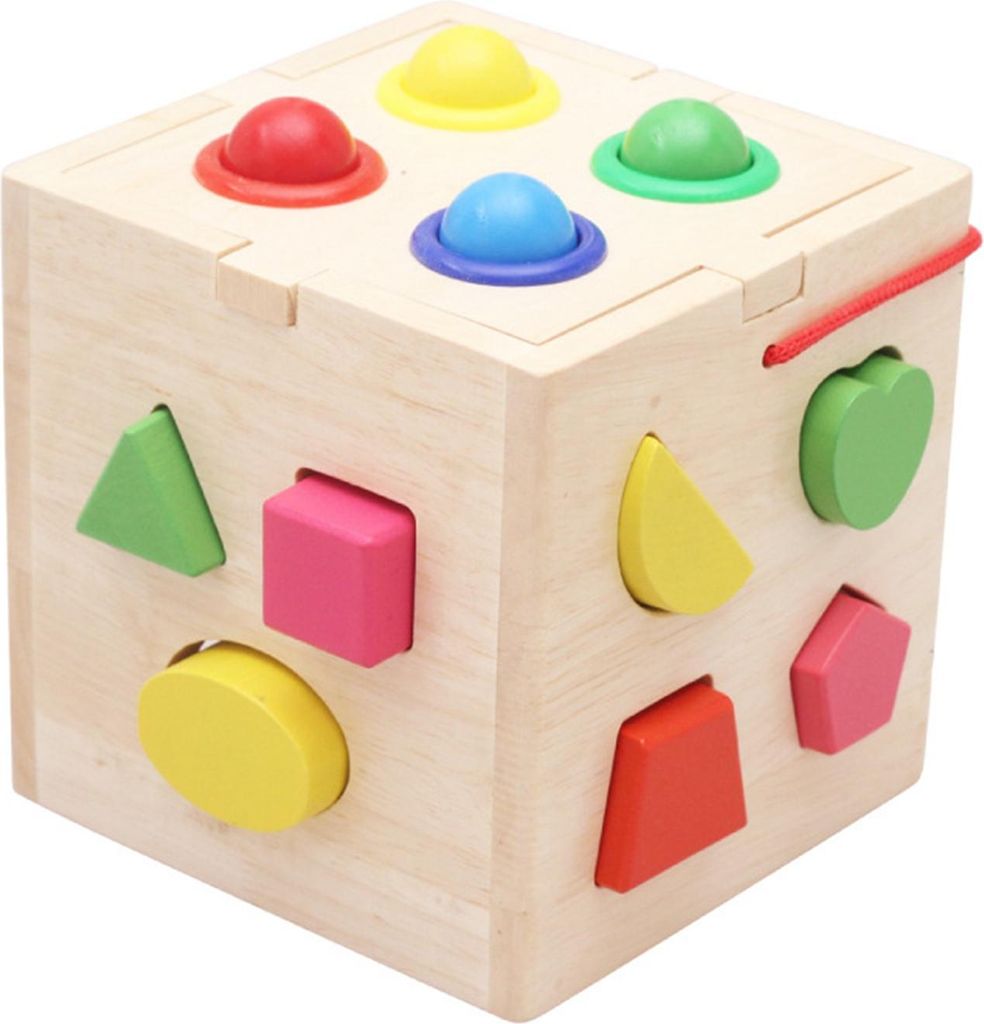 Baustein Holzform Sortieren passendes Spielzeug Bildung Lernwerkzeuge für Kinder Kinder 17 Löcher mit Ball