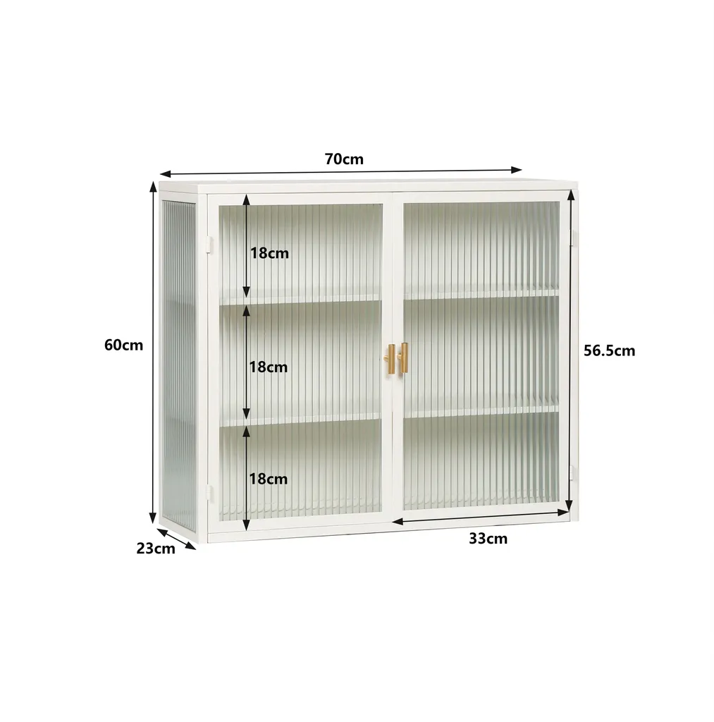 Meuble Haut de Rangement à 2 Portes Vitrées 70cm pour une Déco Moderne - 10