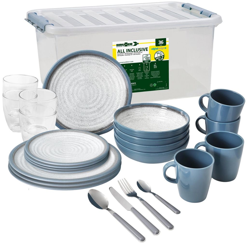 BRUNNER Camping Geschirr Set 4 Personen | Anti-Slip | All Produktbild 