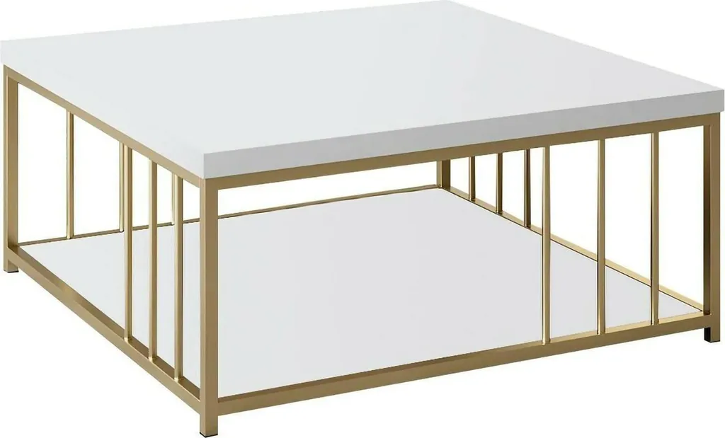 Table basse carrée blanche Raiden 90x90cm pour salon et rangement malin