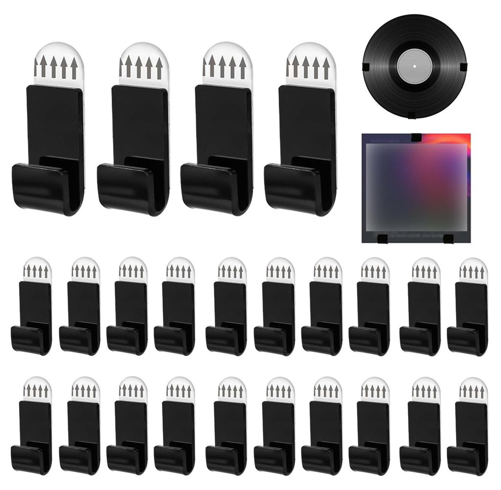 24-teiliger Schallplattenwandhalter, Schallplattenregal, Vinylhalter, selbstklebender Vinyl-Wandhalter, Acryl-Schallplattenaufhänger für LPs, CD-...