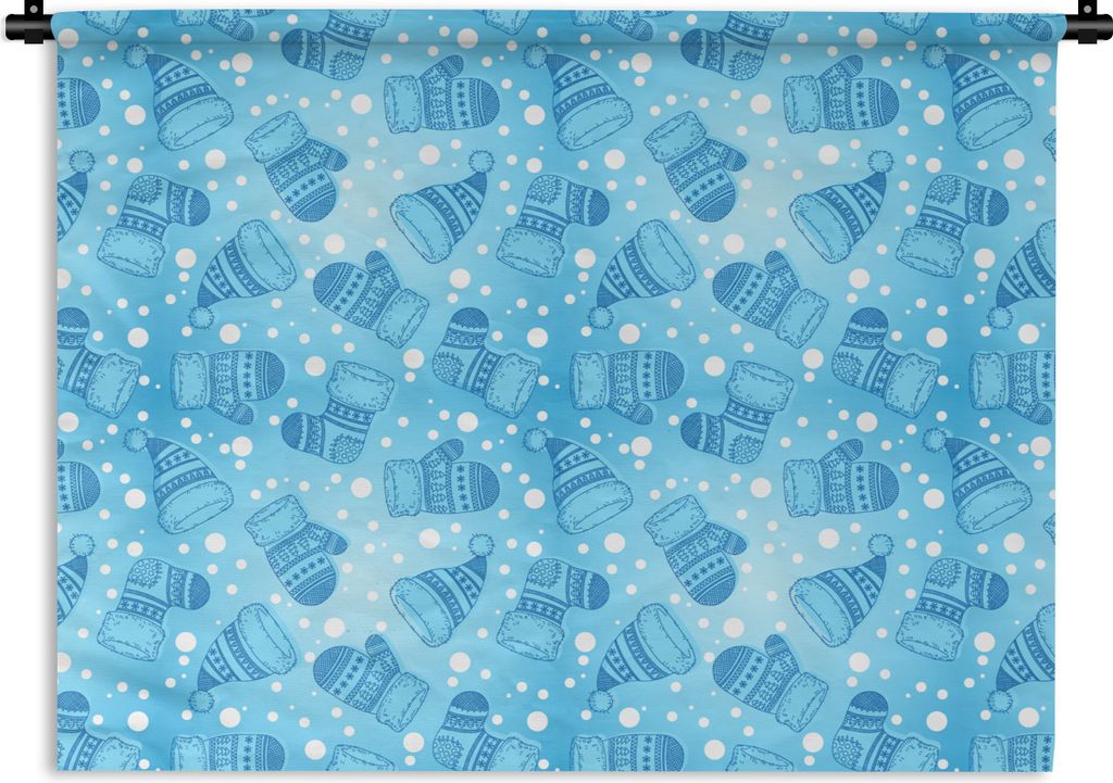 MuchoWow Wandteppich Wandbehang Handschuhe - Mütze - Winter - Schnittmuster 150x112.50 cm Tapisserie Dekoration Wandtuch - Wanddecke - Wandteppiche