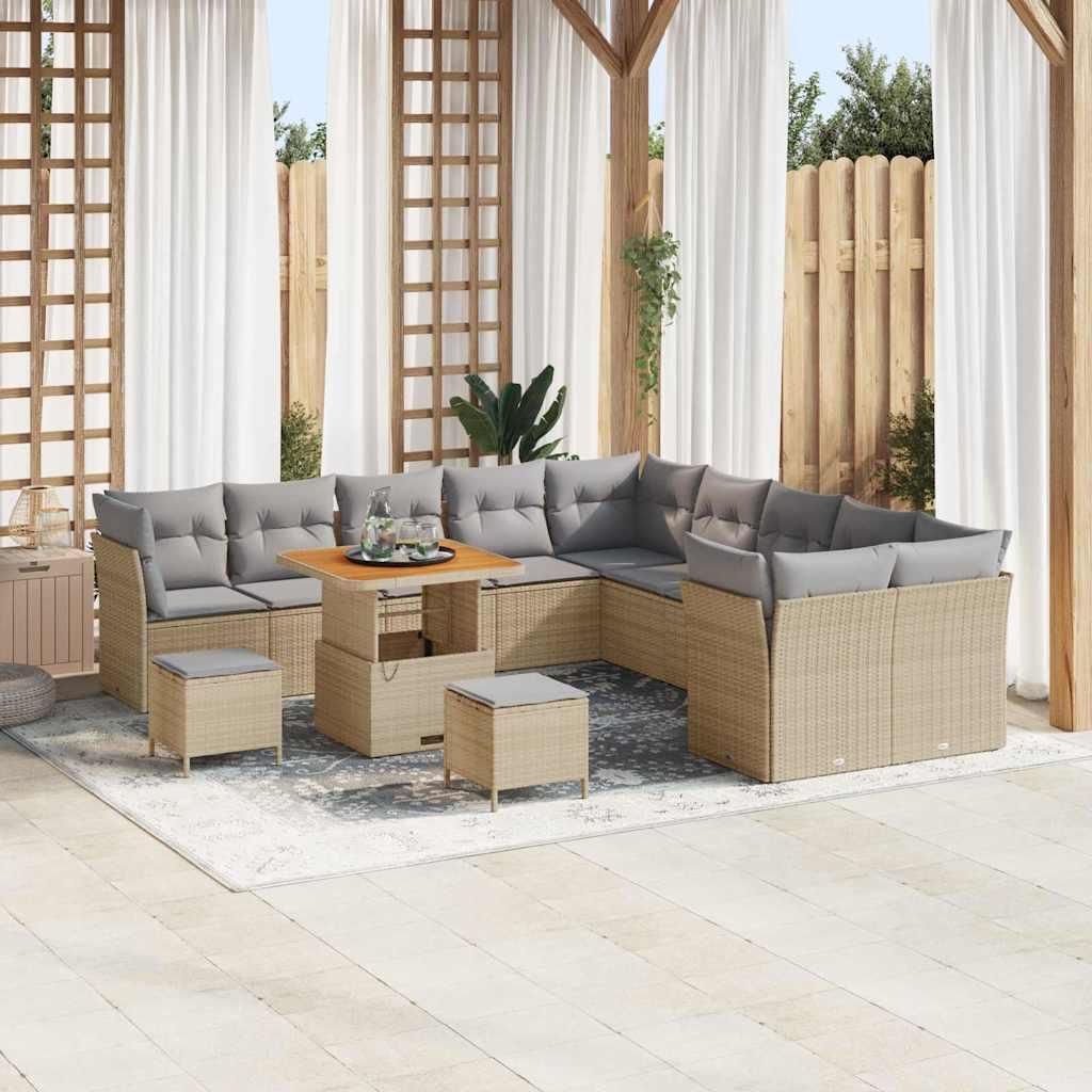 Maison Exclusive - Gartensofa-set 13 pcs Beige Poly-Rattan