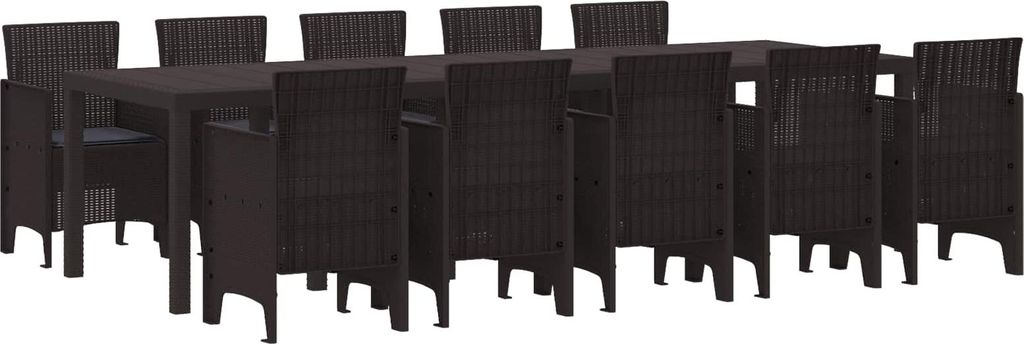 Maison Exclusive - Garten Essgruppe mit Kissen 11 pcs Braun und Anthrazit Rattan