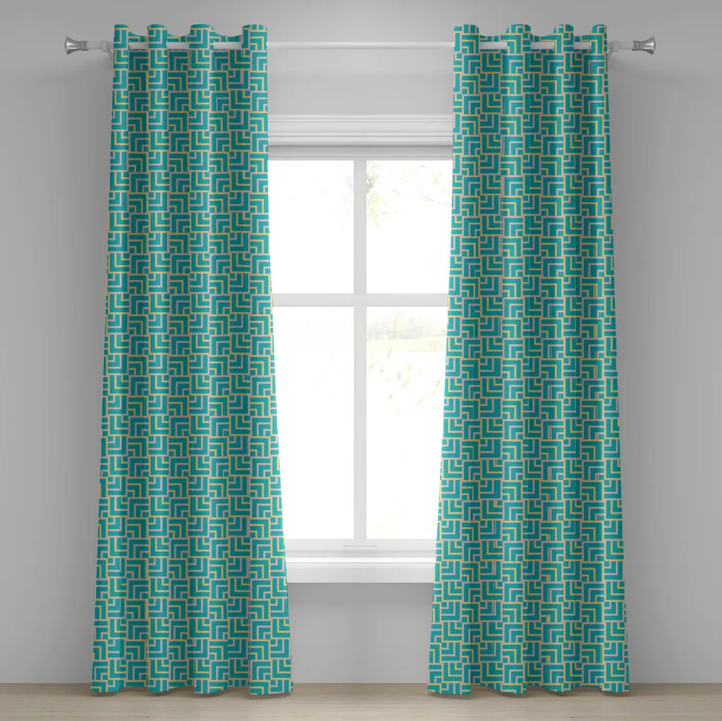 Tenda Geometria ABAKUHAUS Turchese Giallo: Tende 280 x 245 cm Lavabili