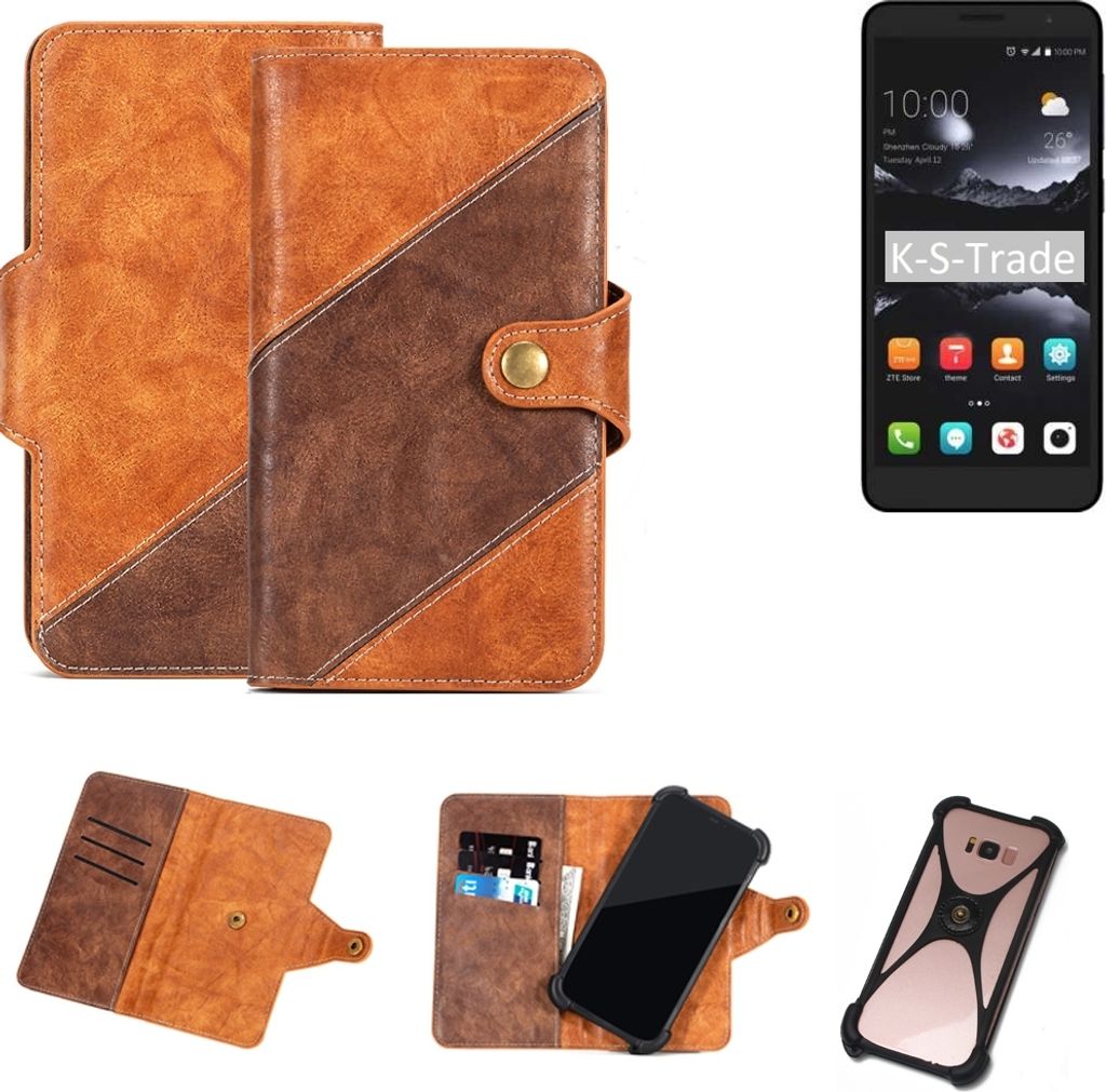 K-S-Trade Handy-Hülle Schutz-Hülle Bookstyle Case Wallet-Case kompatibel mit ZTE Blade A530 Handy Cover Bumper Kantenschutz Smartphone dunkelbraun