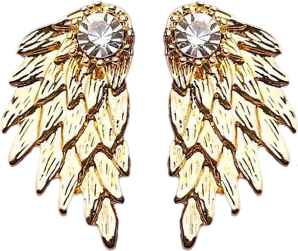 Frauen Vintage Engel Flügel Strass Ohr Jacke Ohrringe Piercing Schmuck Geschenk-Golden