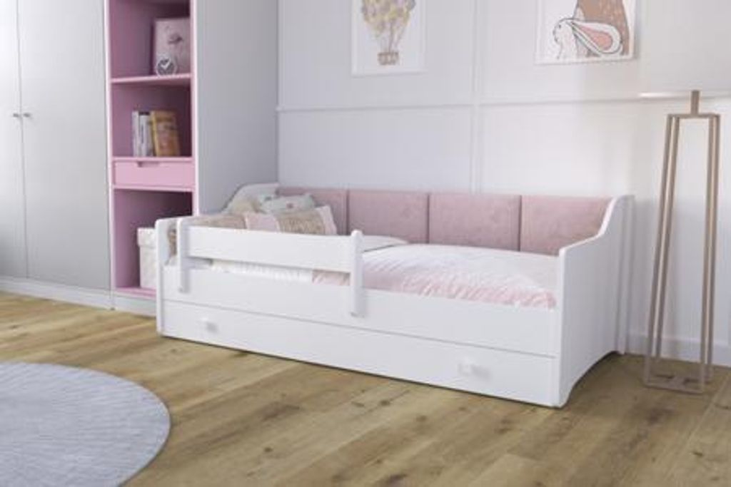 Jednolůžko Erik 160x80 bílá - panel růžová Obrázek produktu 