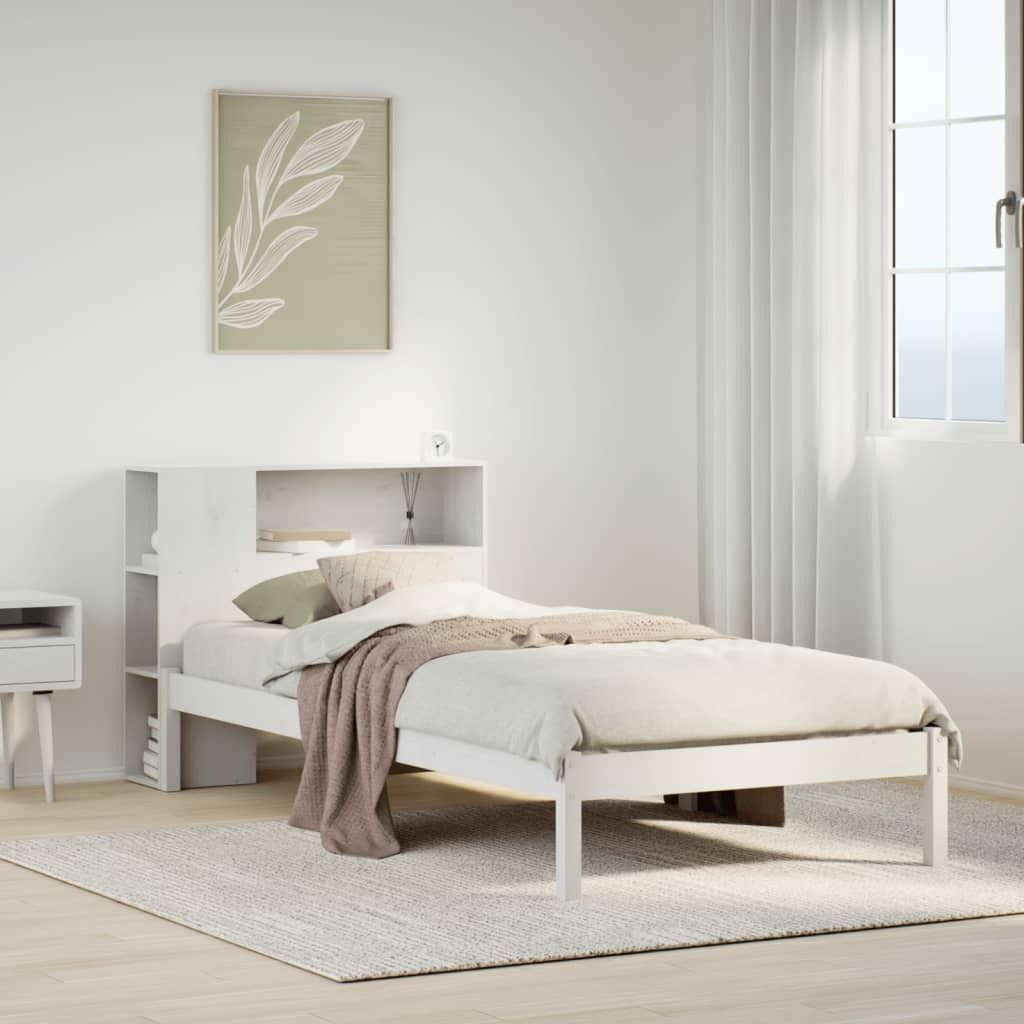 Maison Exclusive - Massivholzbett mit Regal ohne Matratze Weiß 75x190 cm Kiefer